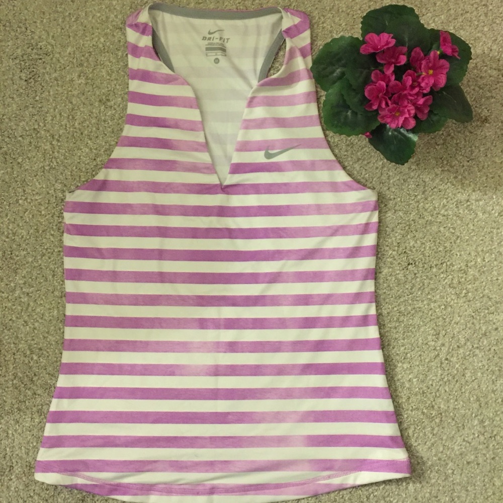 Nike Dri Fit Stripe Pure Tennis Tank Top Shirt